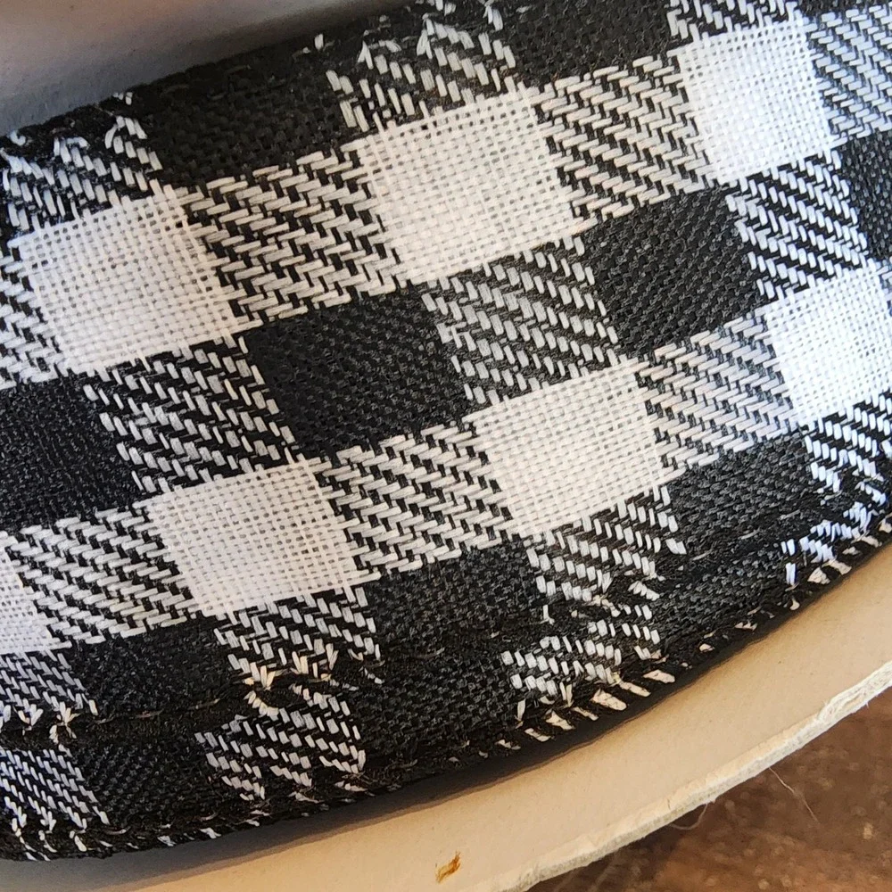 Lot of Buffalo Plaid Spools of Ribbon Black and‎ White Flannel Wired Home Decor